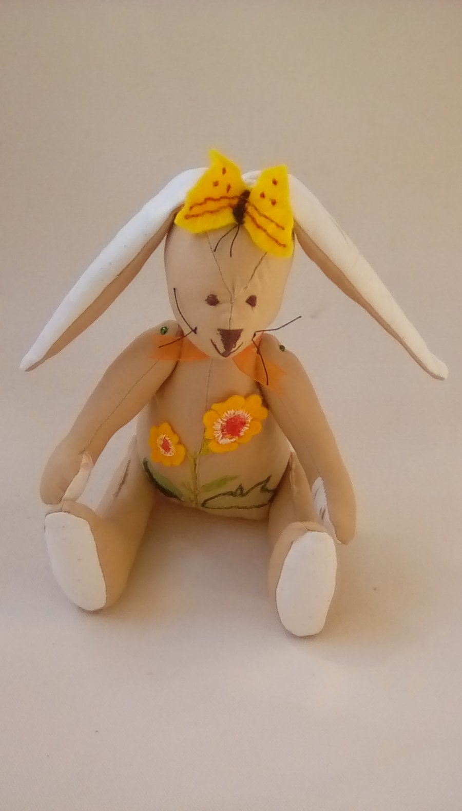 Embroidered Rabbit, Handmade Rabbit, Embroidered Animal