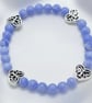 Blue Lace Agate Bracelet With Celtic Heart Butterfly Accents