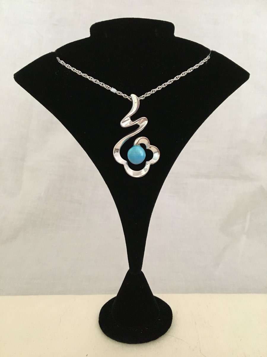 Azure Abstract Flower Pendant