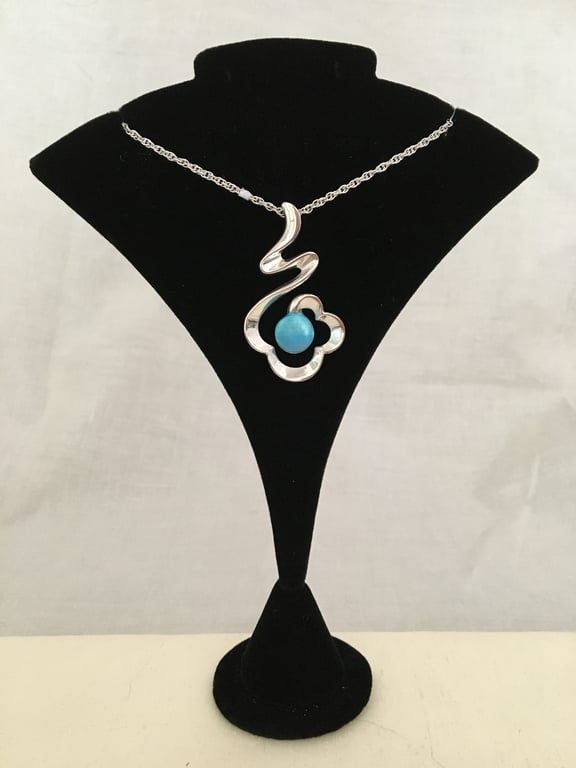 Azure Abstract Flower Pendant