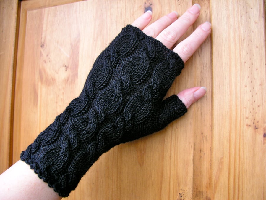  Black fingerless gloves  wrist warmers