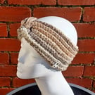 Classic twisted crochet headband, marble beige ear warmer