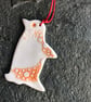 Nordic Porcelain Penguin, Scandi orange decoration ,The Porcelain Menagerie - Image 2