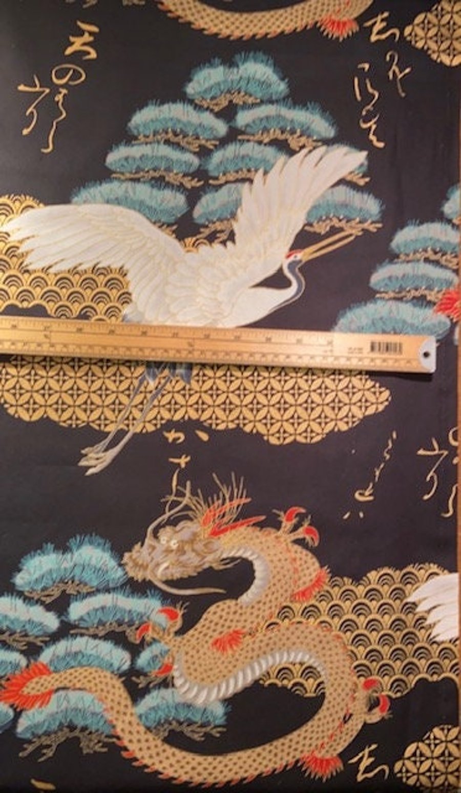 Fat Quarter Daigo Japanese Dragon And Crane Fabric 100% Cotton Quilting Fabric