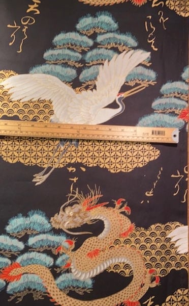 Fat Quarter Daigo Japanese Dragon And Crane Fabric 100% Cotton Quilting Fabric