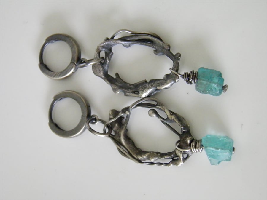 Blue Apatite Earrings in Sterling Silver 