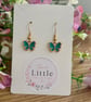 Butterfly Dangle Earrings, Turquoise Butterfly Charms, Handmade Jewellery 