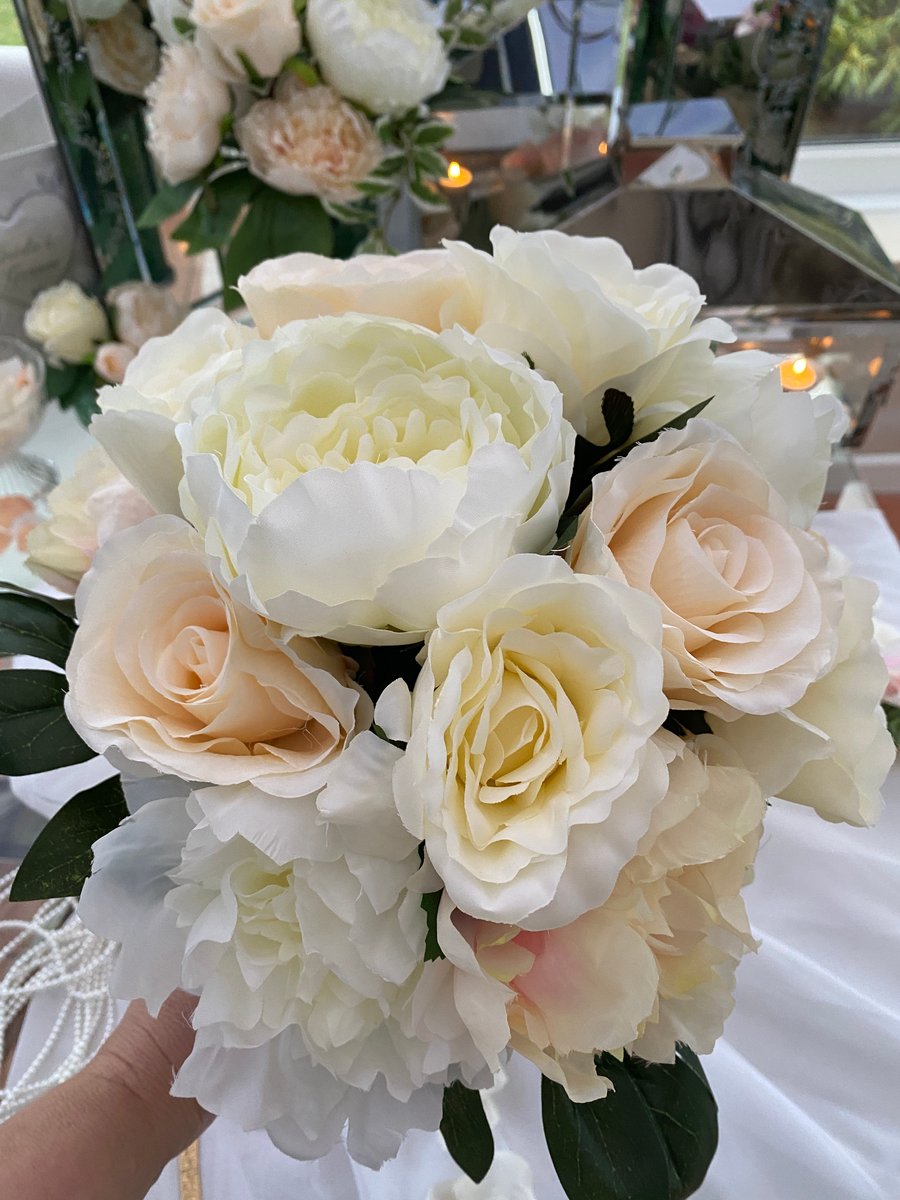 The Sophia wedding bouquet, luxury silk flower bouquet, Peaches and cream flower