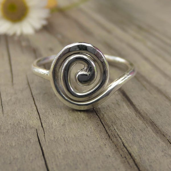 Sterling Silver Round Spiral Ring - made to order in your size