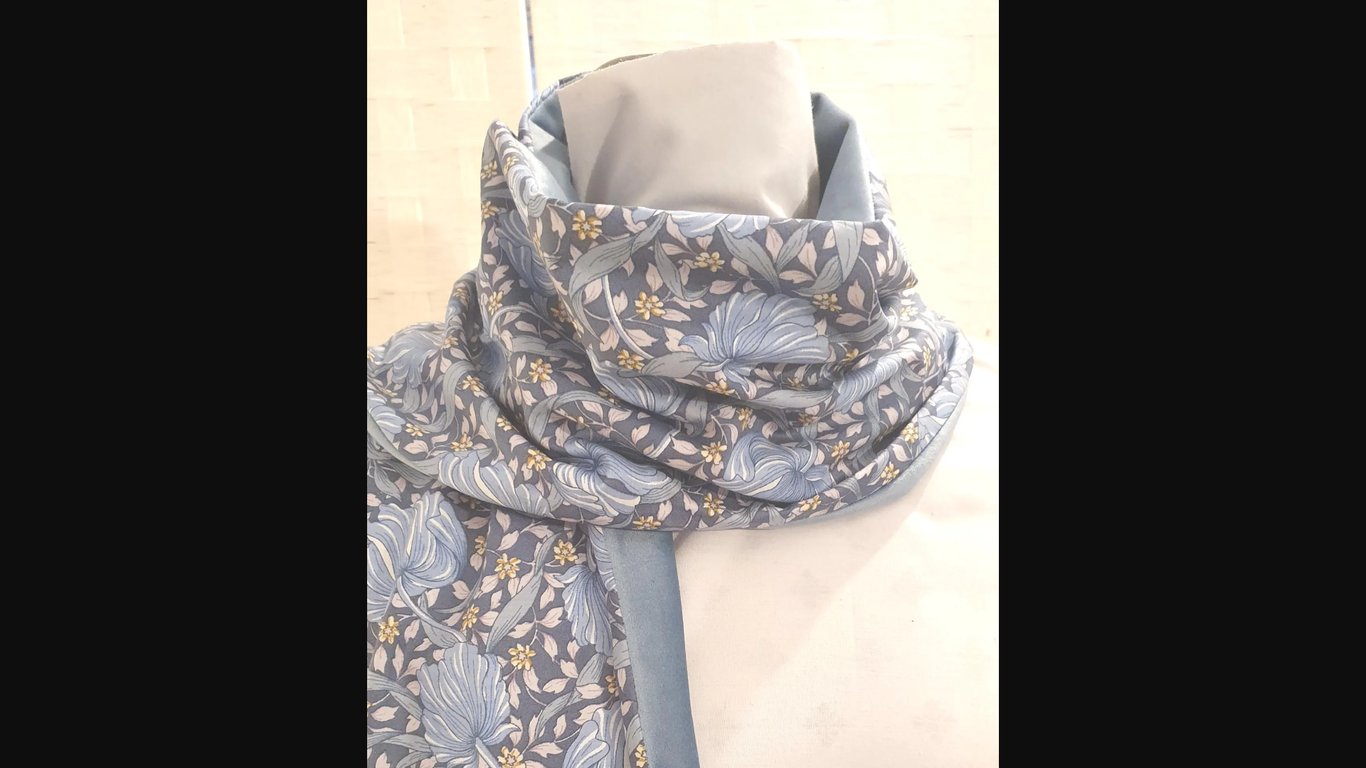 Liberty of London Print Long Scarf.Cotton Tana Lawn abd Velvet.  