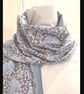 Liberty of London Print Long Scarf.Cotton Tana Lawn abd Velvet.  