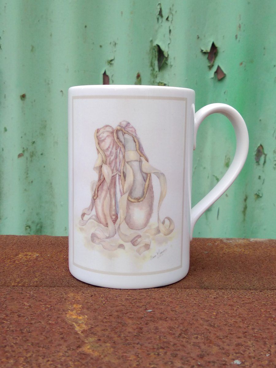 Mug printed with ballet shoes image from my original painting