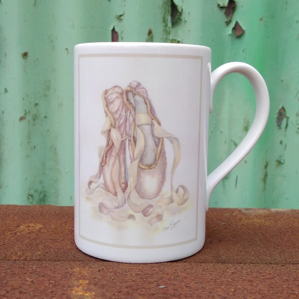 Mug printed with ballet shoes image from my original painting