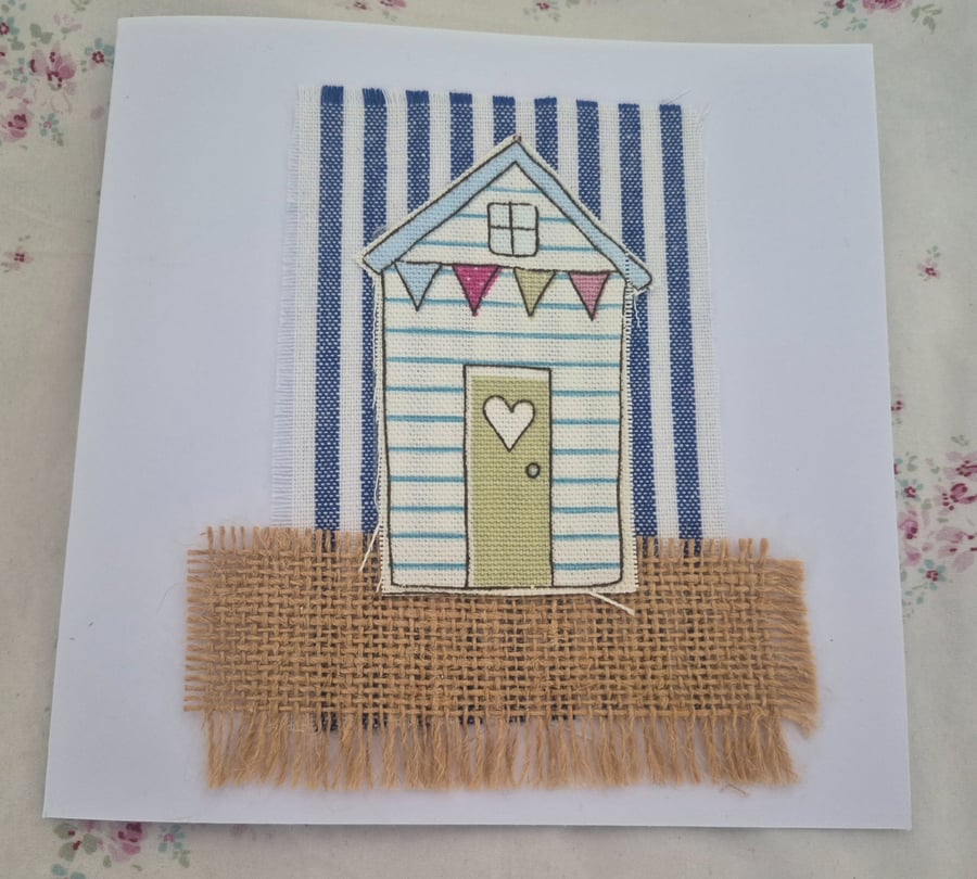 Handmade beach hut card