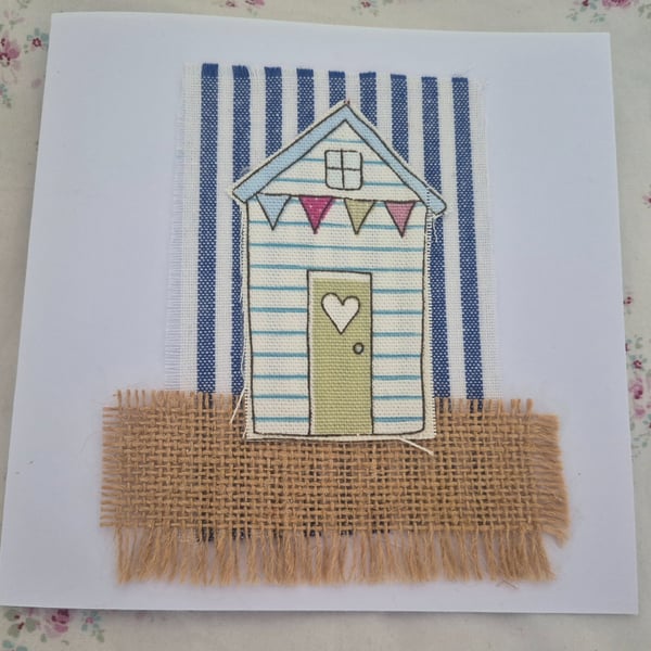 Handmade beach hut card