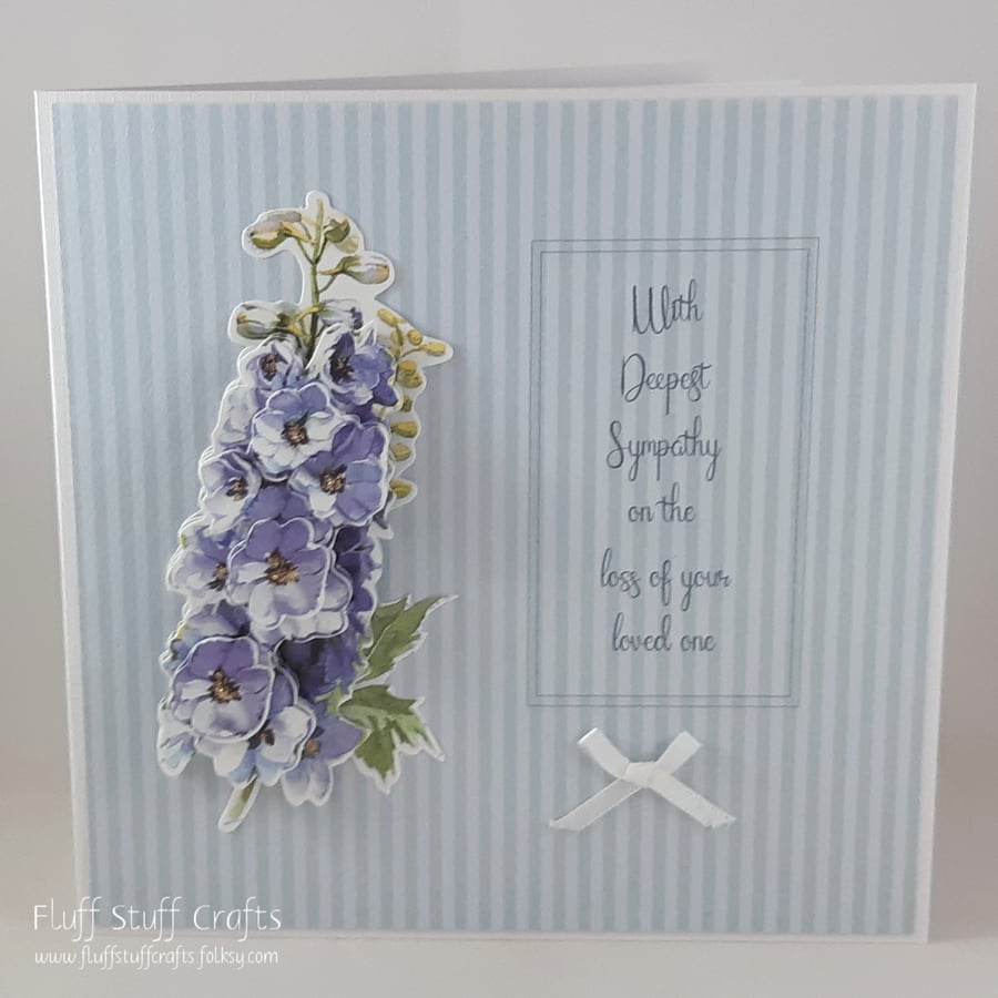 Handmade sympathy card - blue delphiniums