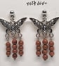 Brown Sandstone Butterfly Earrings Stainless Steel Studs Handmade Jewellery