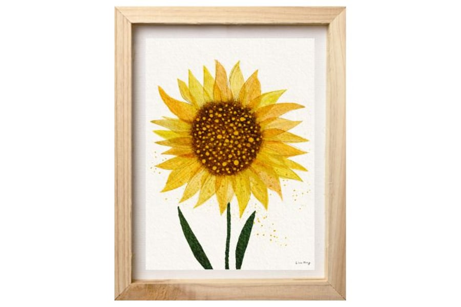 16" x 12" fine art giclee print - watercolour sunflower illustration 