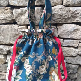 A Vintage and Designer Fabric Drawstring or Tote Bag