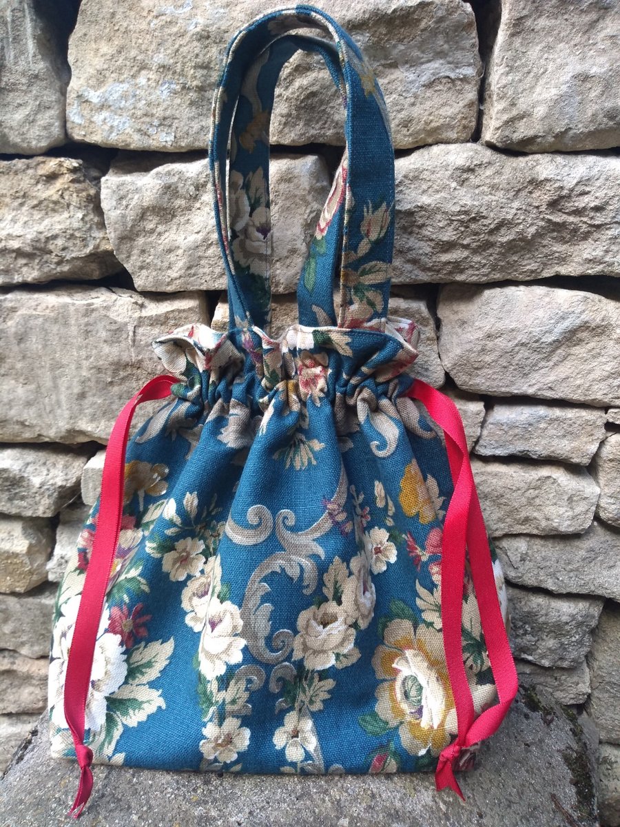 A Vintage and Designer Fabric Drawstring or Tote Bag