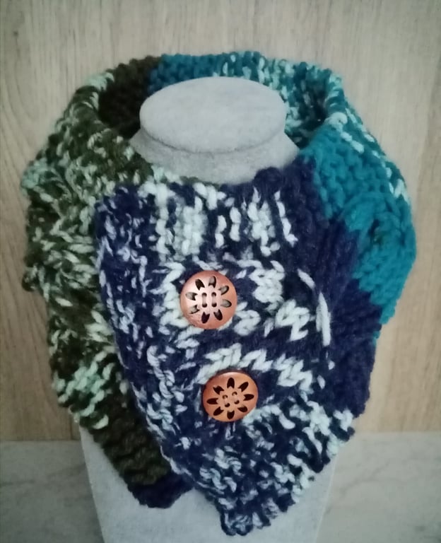 Cable Knit Neck Warmer Fair Isle Style