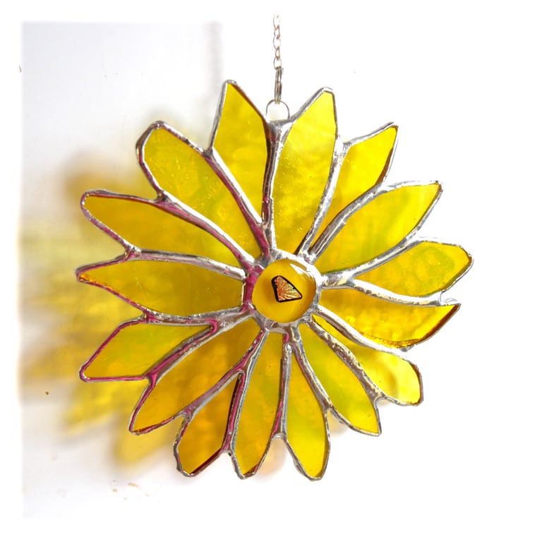 Yellow Flower Stained Glass Suncatcher Handmade 011 Sunflower