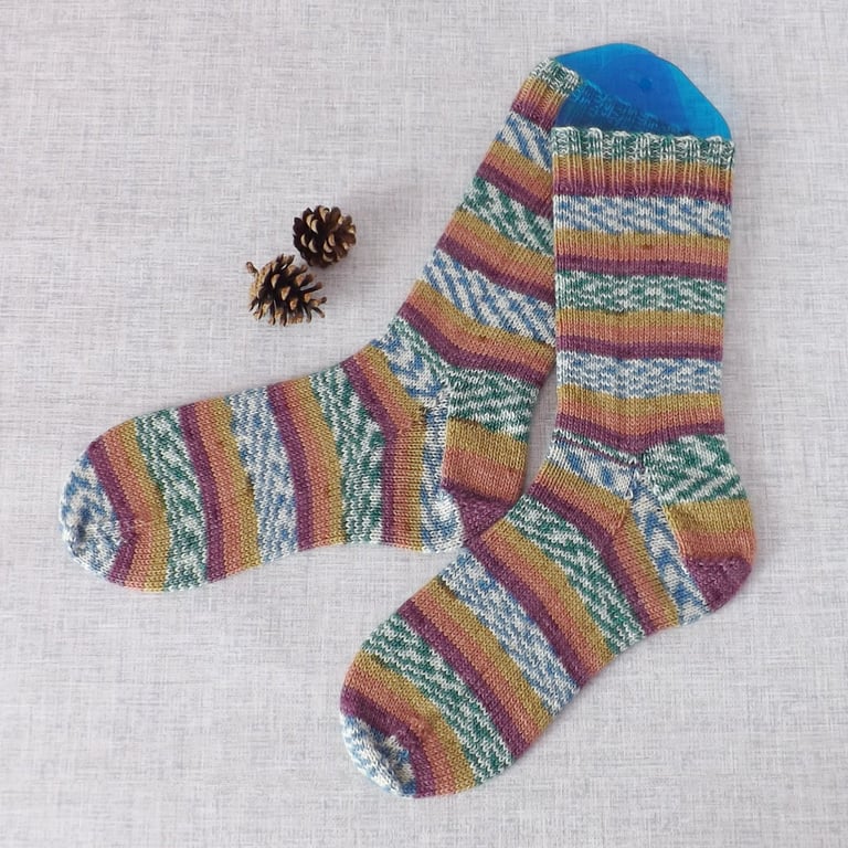 Hand knitted socks, merino wool socks, size 4-6