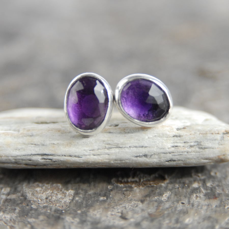 Amethyst stud earrings