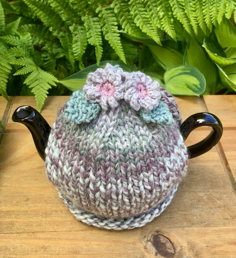 Small Sparkly Flower Tea Cosy, One Cup Pastel Flower Tea Cozy