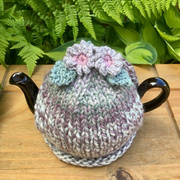 Small Sparkly Flower Tea Cosy, One Cup Pastel Flower Tea Cozy