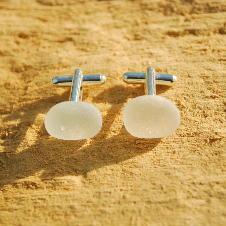 Sea glass cufflinks