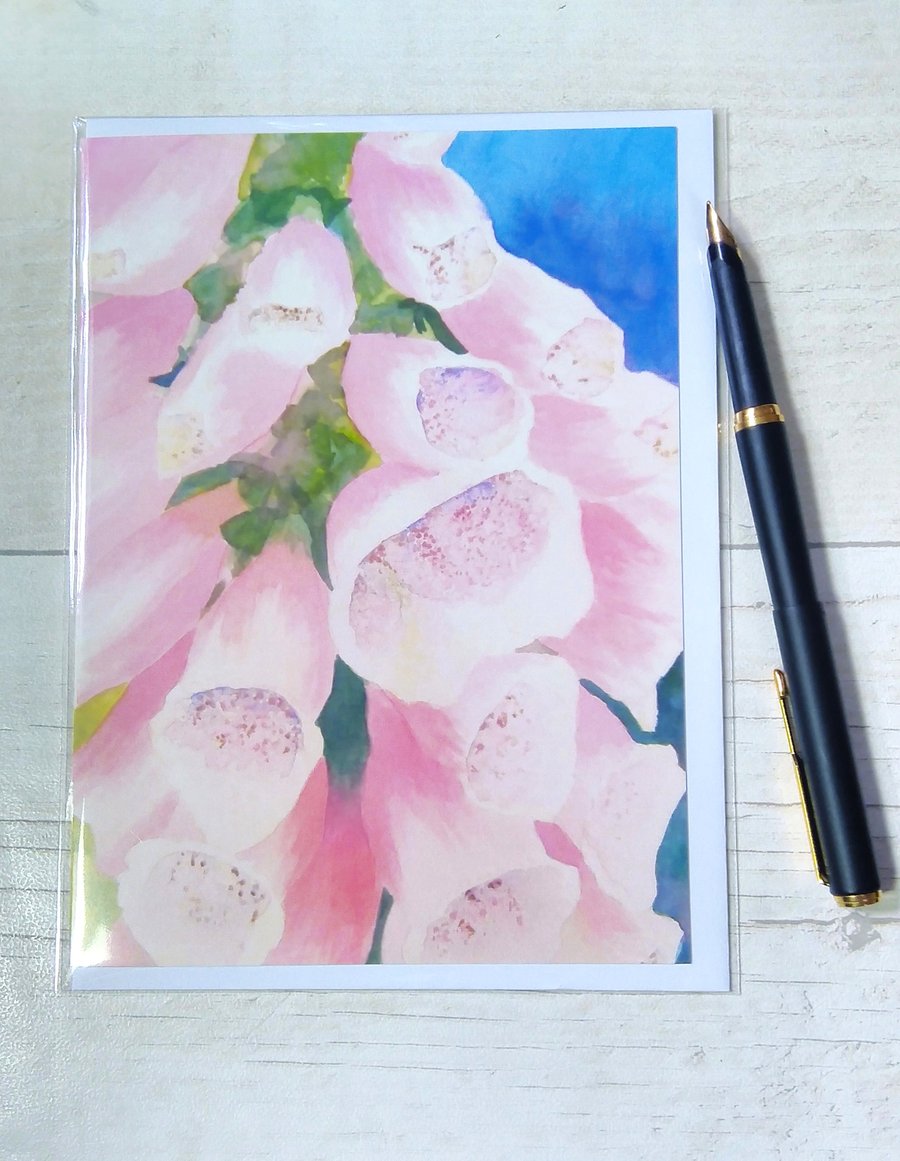 Foxgloves card. Any occasion card. Blank card. Greetings card. Floral card.
