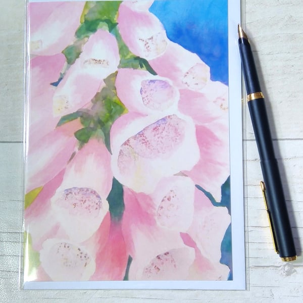 Foxgloves card. Any occasion card. Blank card. Greetings card. Floral card.