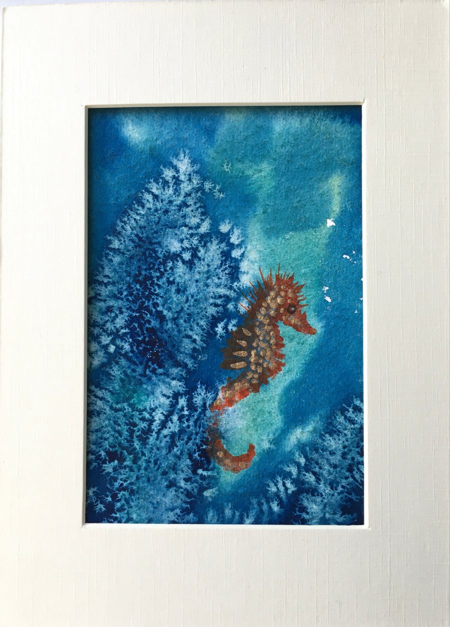 Seahorse in the deep painting 