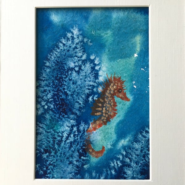 Seahorse in the deep painting 