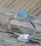 Sterling silver bezel set sea glass ring , Size P - Image 2
