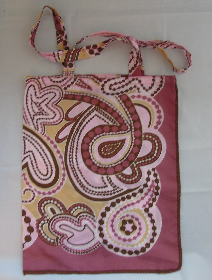 Vintage headscarf -  Shopping or Tote Bag - Paisley Print