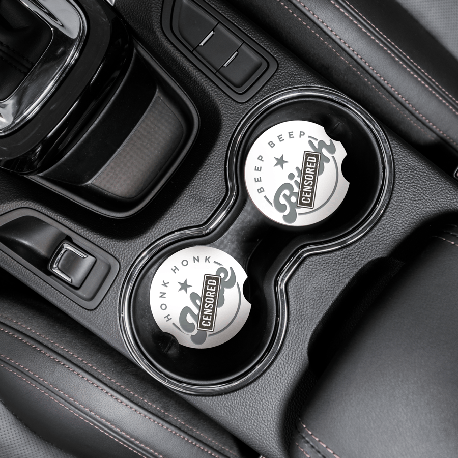 Beep & Honk Car Coaster Set: Funny Girly Acrylic Car Coasters, Cup Holder Drinks