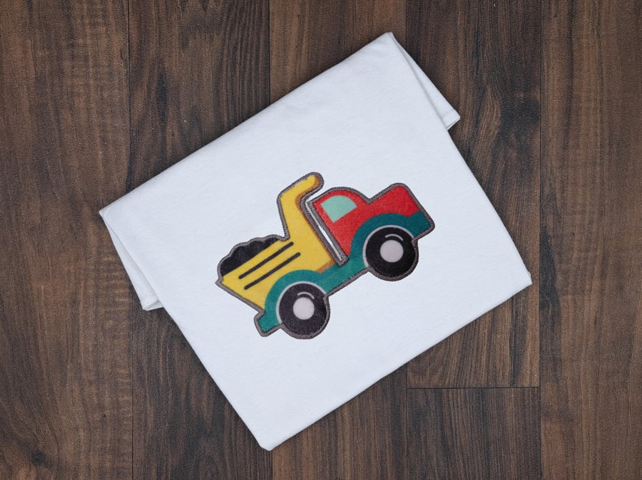 Personalised Embroidered Dump Truck Kids T-Shirt - Custom Name Construction Tee