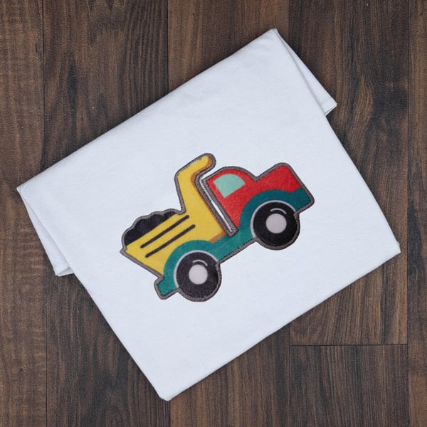 Personalised Embroidered Dump Truck Kids T-Shirt - Custom Name Construction Tee