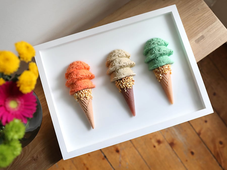 Indulge your love for whimsical decor with our stunning Ice Cream Resin Artwork!