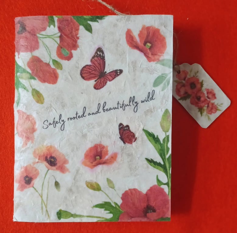 A6 Notebook Poppies and Butterflies Collage