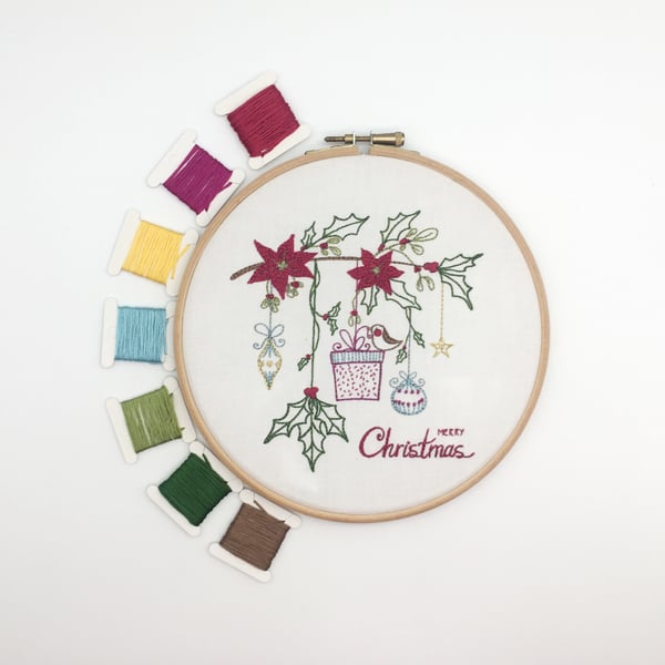 Christmas Embroidery Kit - Christmas Decorations Embroidery Kit, Hand Embroidery