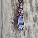 Natural Purple Labradorite & Copper Pendant Necklace Gift Crystal Jewellery