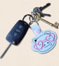Kawaii Pig Keyring - Embroidered Animal Bag Charm with Glasses - Image 2