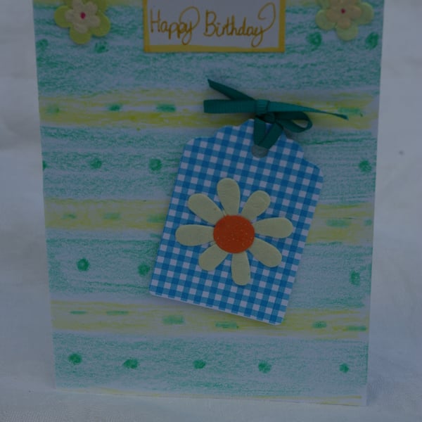 Card Birthday Card with Flower Tag