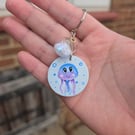 Cute Handmade Jellyfish Wooden Keyring 