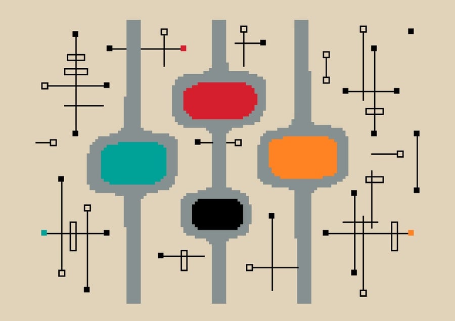 194 - Atomic Mod Pods - Mid Century Modernist Wallpaper - Cross Stitch Pattern