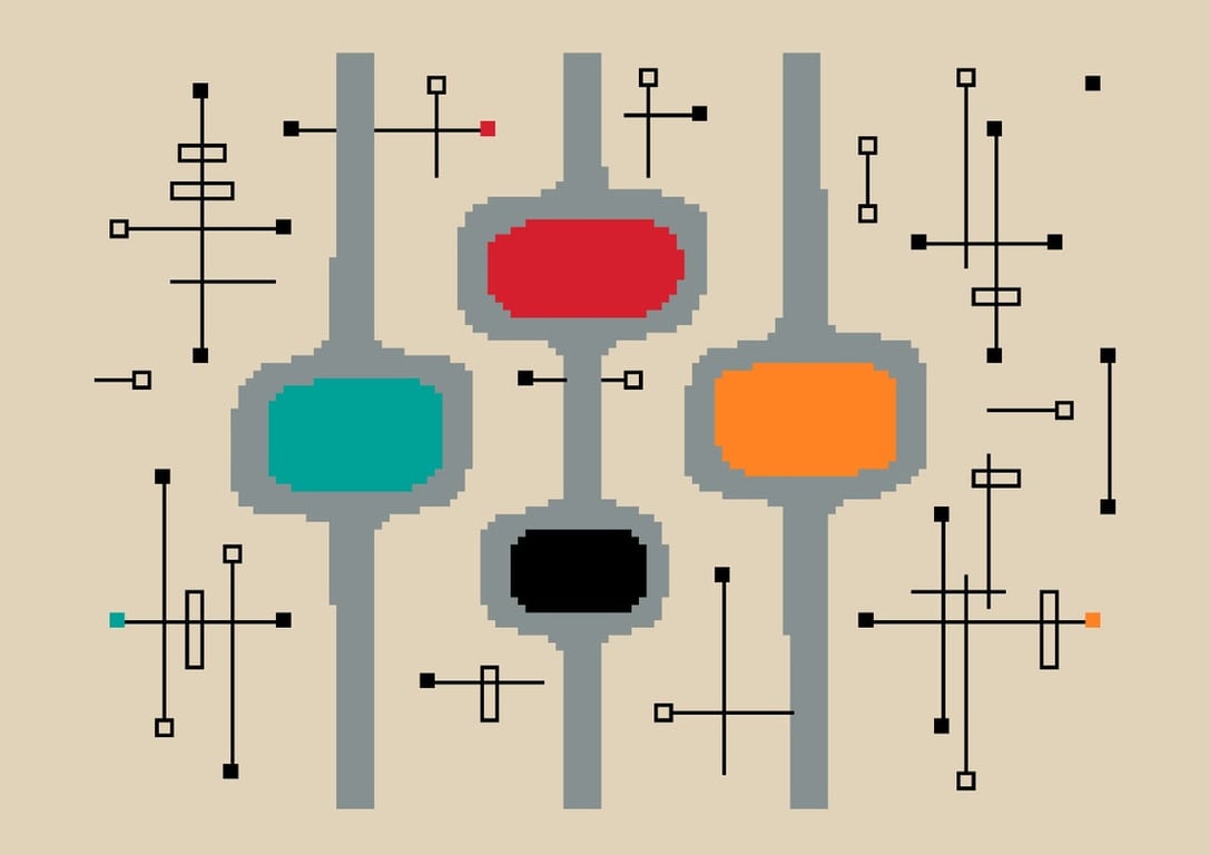 194 - Atomic Mod Pods - Mid Century Modernist Wallpaper - Cross Stitch Pattern