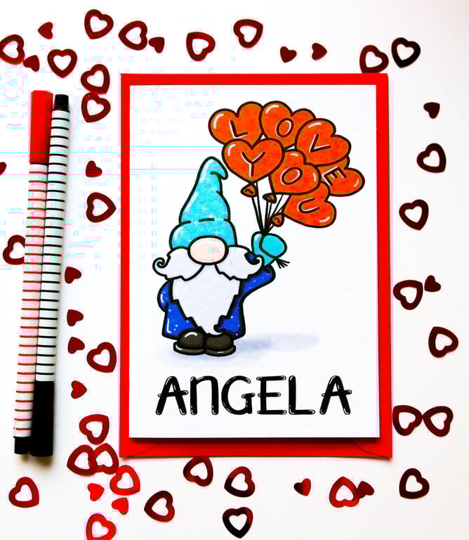 Gnome Personalised Valentine's, Birthday, Anniversary, Just Because Card 